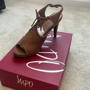 Brown bow tie heels